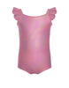 Solid Hologram Cami Leotard with Flutter Sleeves