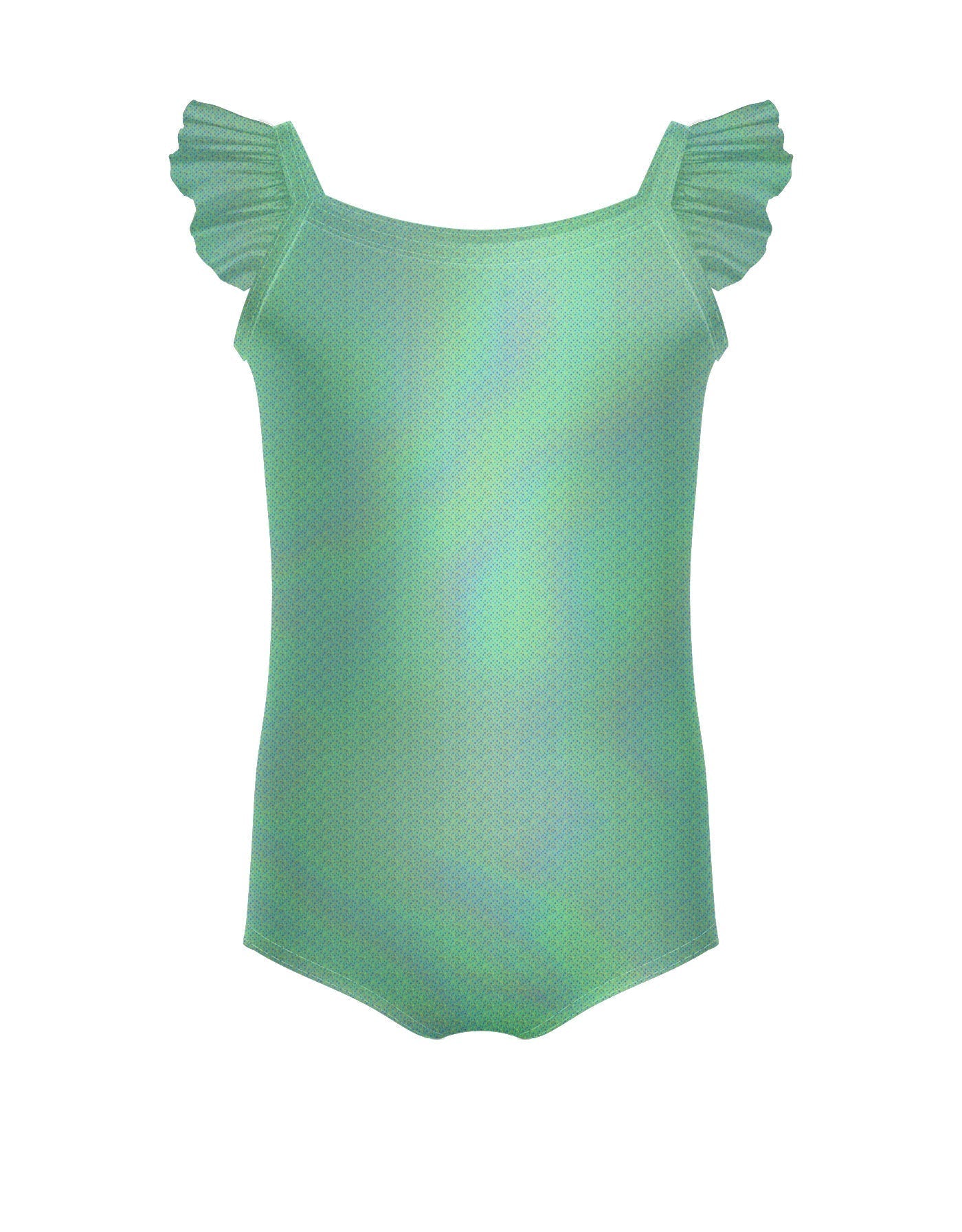 Solid Hologram Cami Leotard with Flutter Sleeves
