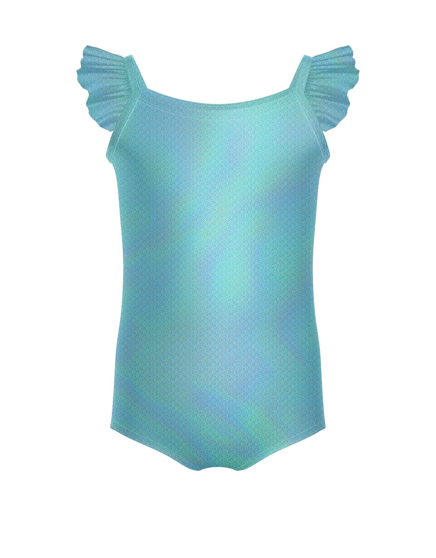 Solid Hologram Cami Leotard with Flutter Sleeves