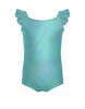 Solid Hologram Cami Leotard with Flutter Sleeves