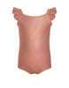 Solid Hologram Cami Leotard with Flutter Sleeves