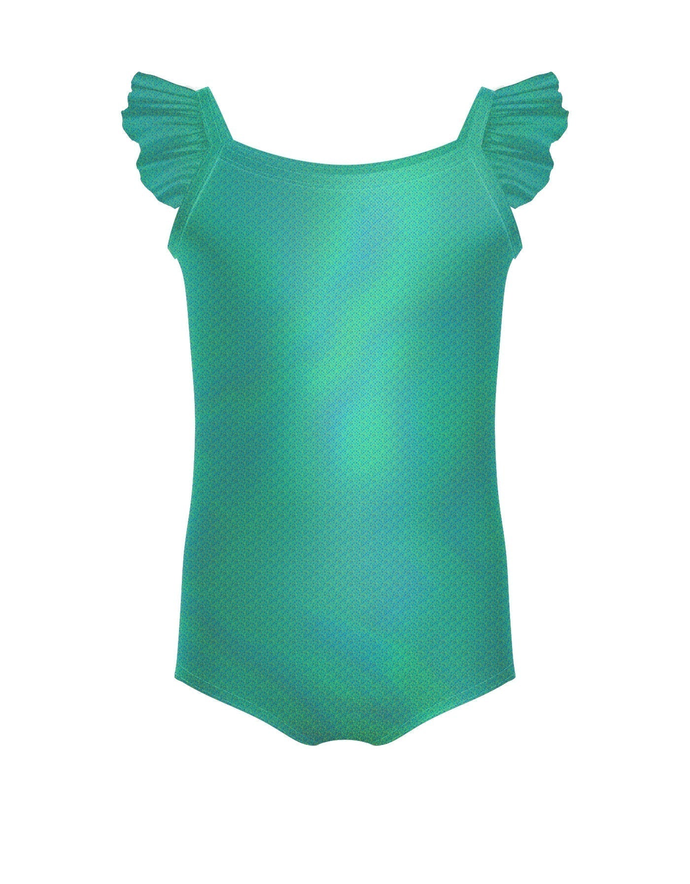 Solid Hologram Cami Leotard with Flutter Sleeves