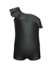 Solid Hologram One Shoulder Biketard with Ruffle