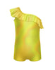 Solid Hologram One Shoulder Biketard with Ruffle
