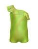 Solid Hologram One Shoulder Biketard with Ruffle