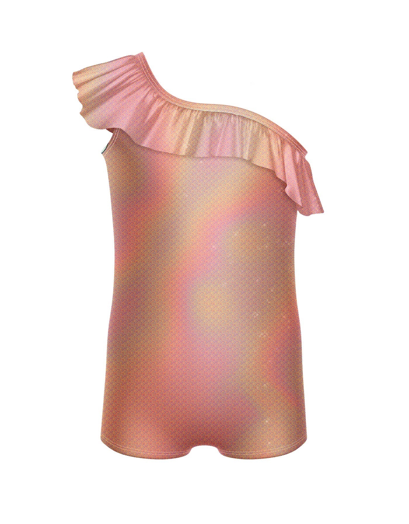 Solid Hologram One Shoulder Biketard with Ruffle
