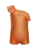 Solid Hologram One Shoulder Biketard with Ruffle