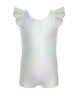 Solid Hologram Tank Biketard with Gather Sleeves