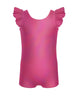 Solid Hologram Tank Biketard with Gather Sleeves