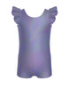 Solid Hologram Tank Biketard with Gather Sleeves