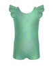 Solid Hologram Tank Biketard with Gather Sleeves