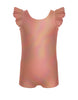 Solid Hologram Tank Biketard with Gather Sleeves