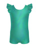 Solid Hologram Tank Biketard with Gather Sleeves