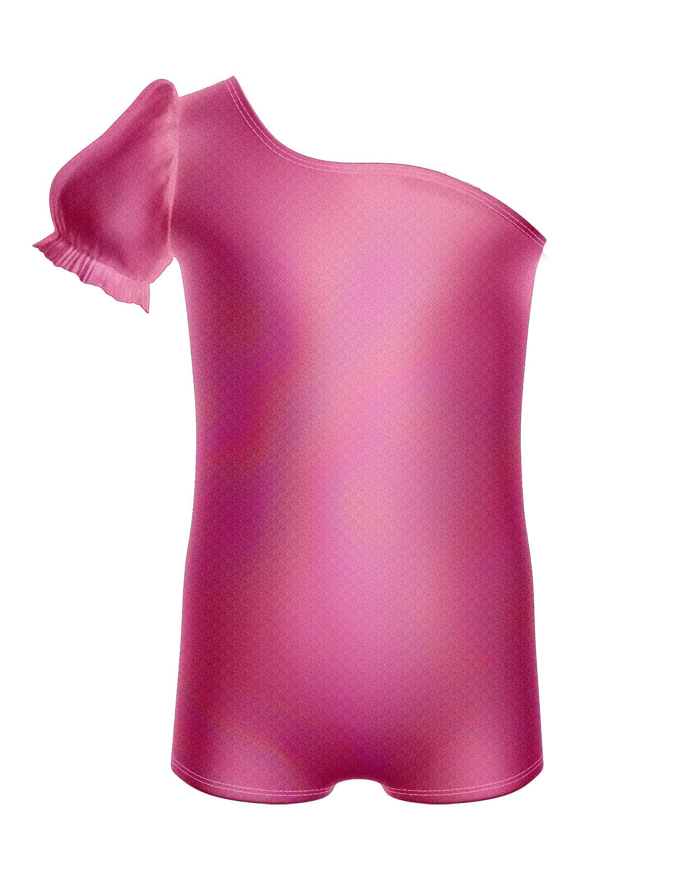 Solid Hologram One Shoulder Puff Sleeve Biketard