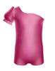 Solid Hologram One Shoulder Puff Sleeve Biketard