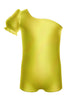 Solid Hologram One Shoulder Puff Sleeve Biketard