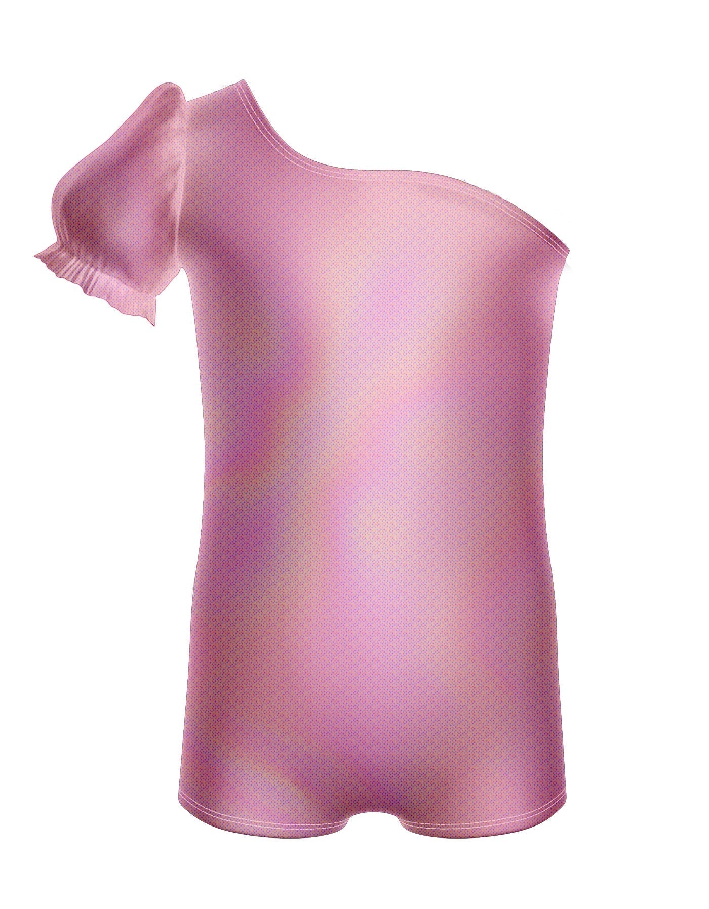 Solid Hologram One Shoulder Puff Sleeve Biketard