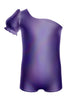 Solid Hologram One Shoulder Puff Sleeve Biketard