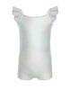 Solid Hologram Cami Biketard with Flutter Sleeves