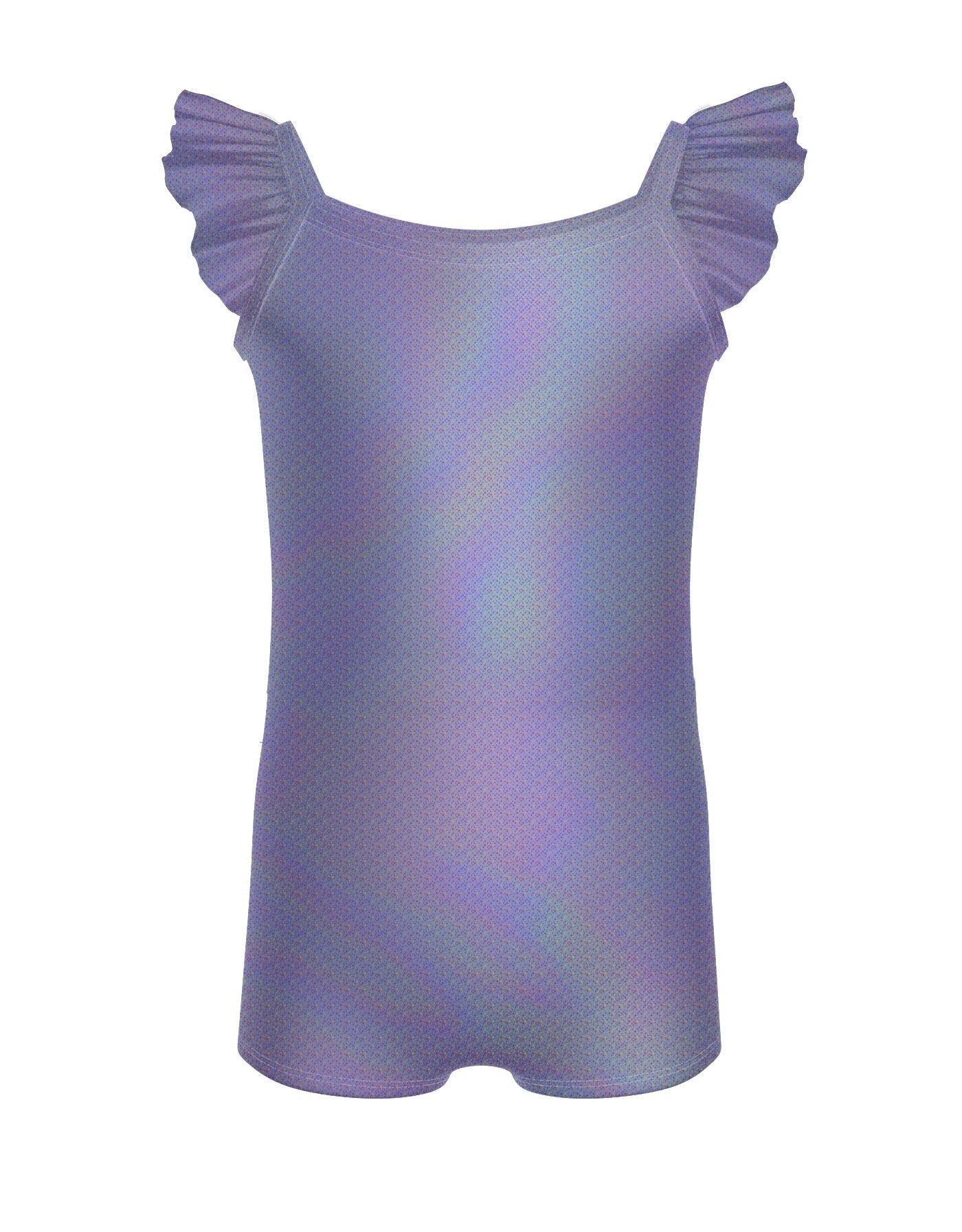 Solid Hologram Cami Biketard with Flutter Sleeves