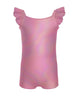 Solid Hologram Cami Biketard with Flutter Sleeves