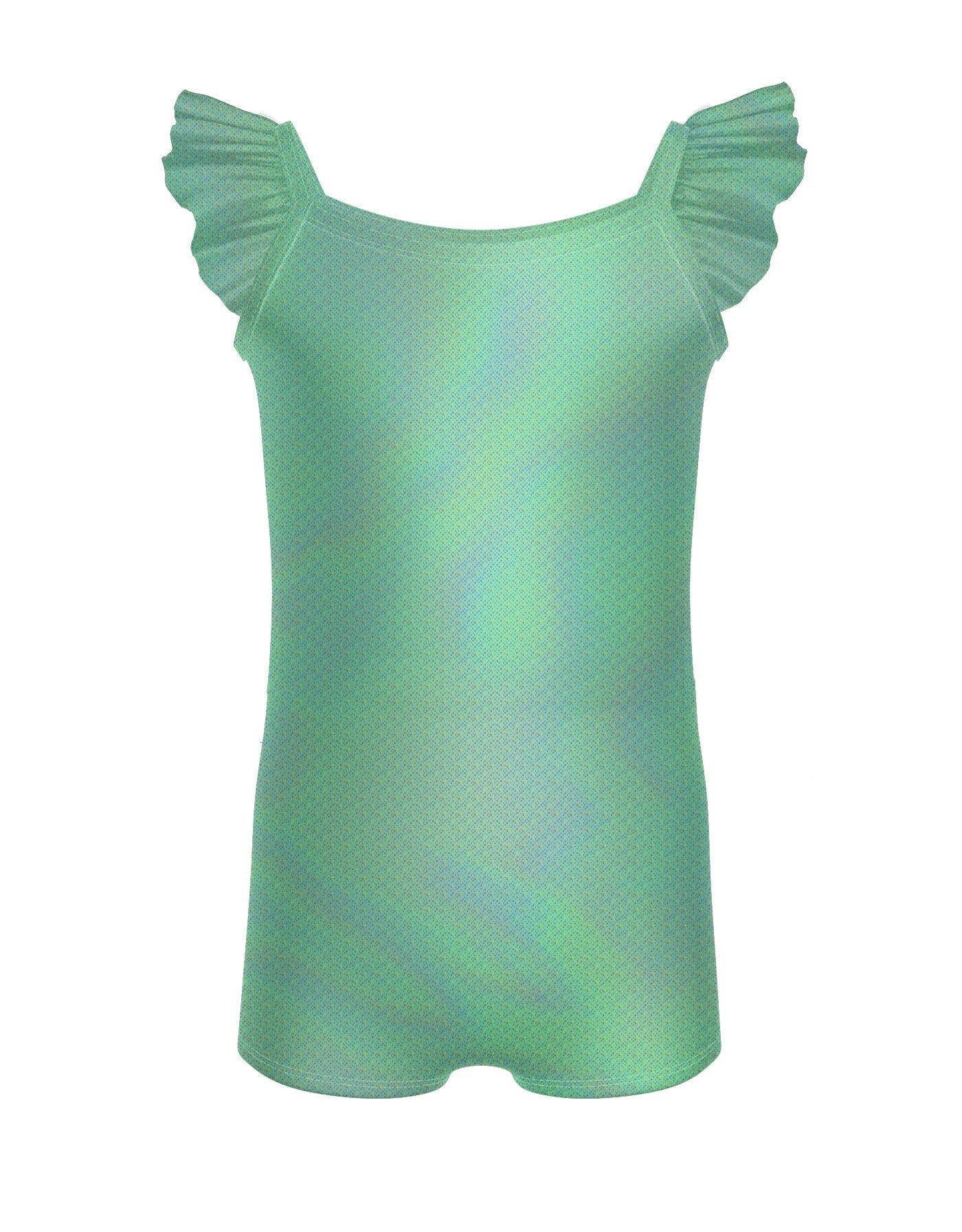 Solid Hologram Cami Biketard with Flutter Sleeves
