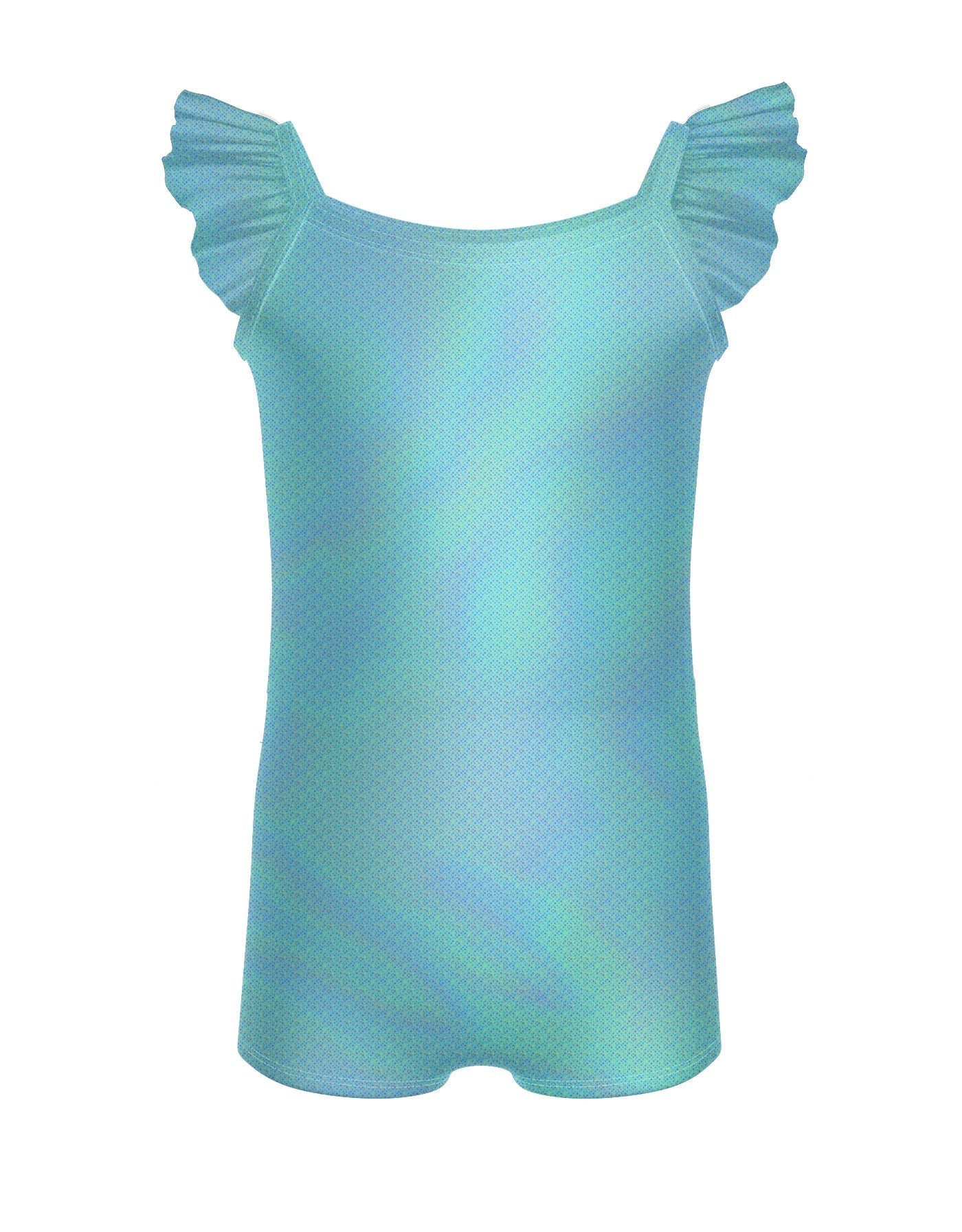 Solid Hologram Cami Biketard with Flutter Sleeves