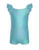 Solid Hologram Cami Biketard with Flutter Sleeves