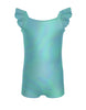 Solid Hologram Cami Biketard with Flutter Sleeves