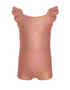 Solid Hologram Cami Biketard with Flutter Sleeves