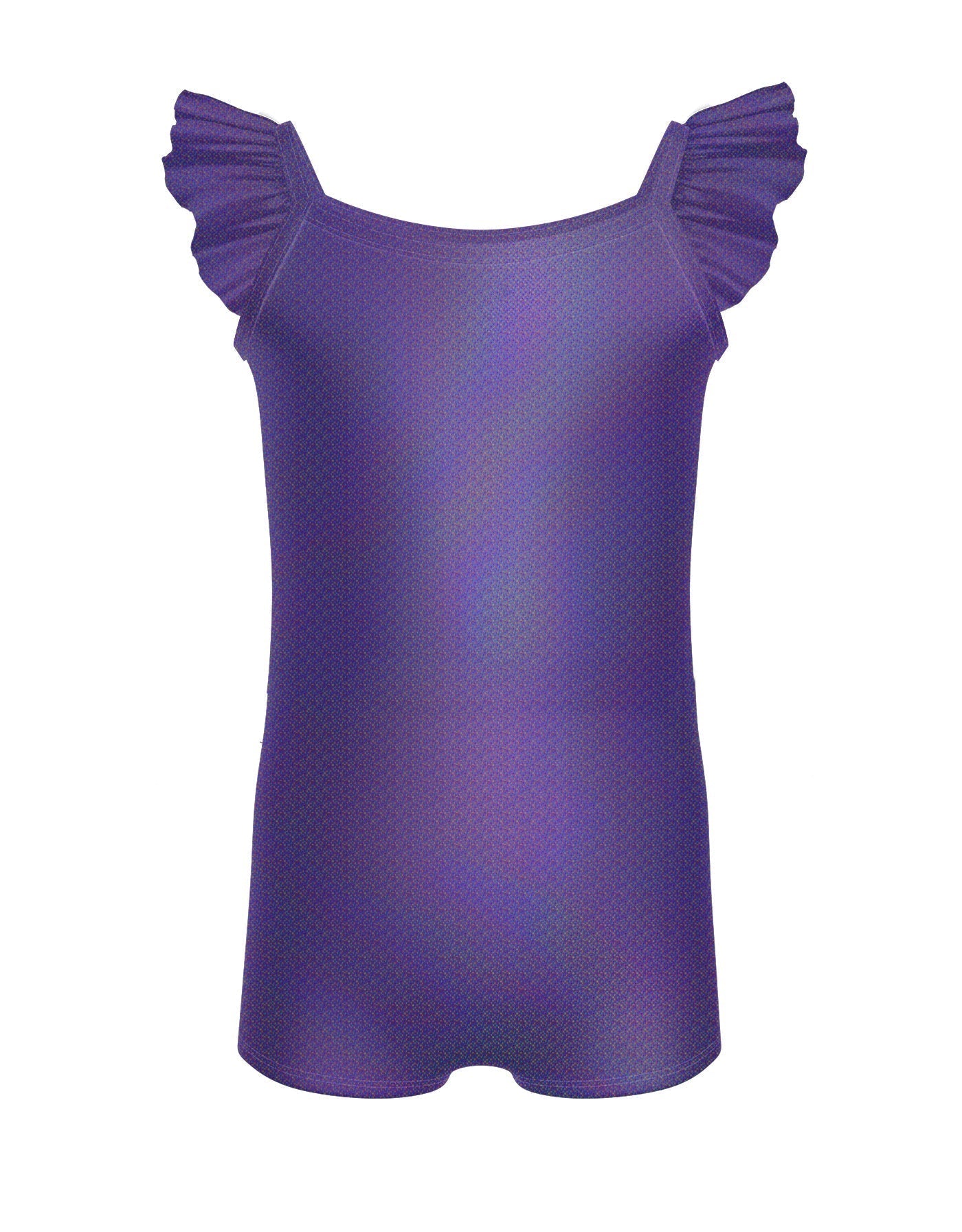 Solid Hologram Cami Biketard with Flutter Sleeves