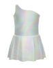 Solid Hologram One Shoulder Dress
