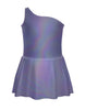 Solid Hologram One Shoulder Dress