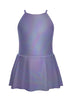 Solid Hologram Halter Binding Dress