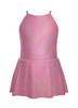 Solid Hologram Halter Binding Dress
