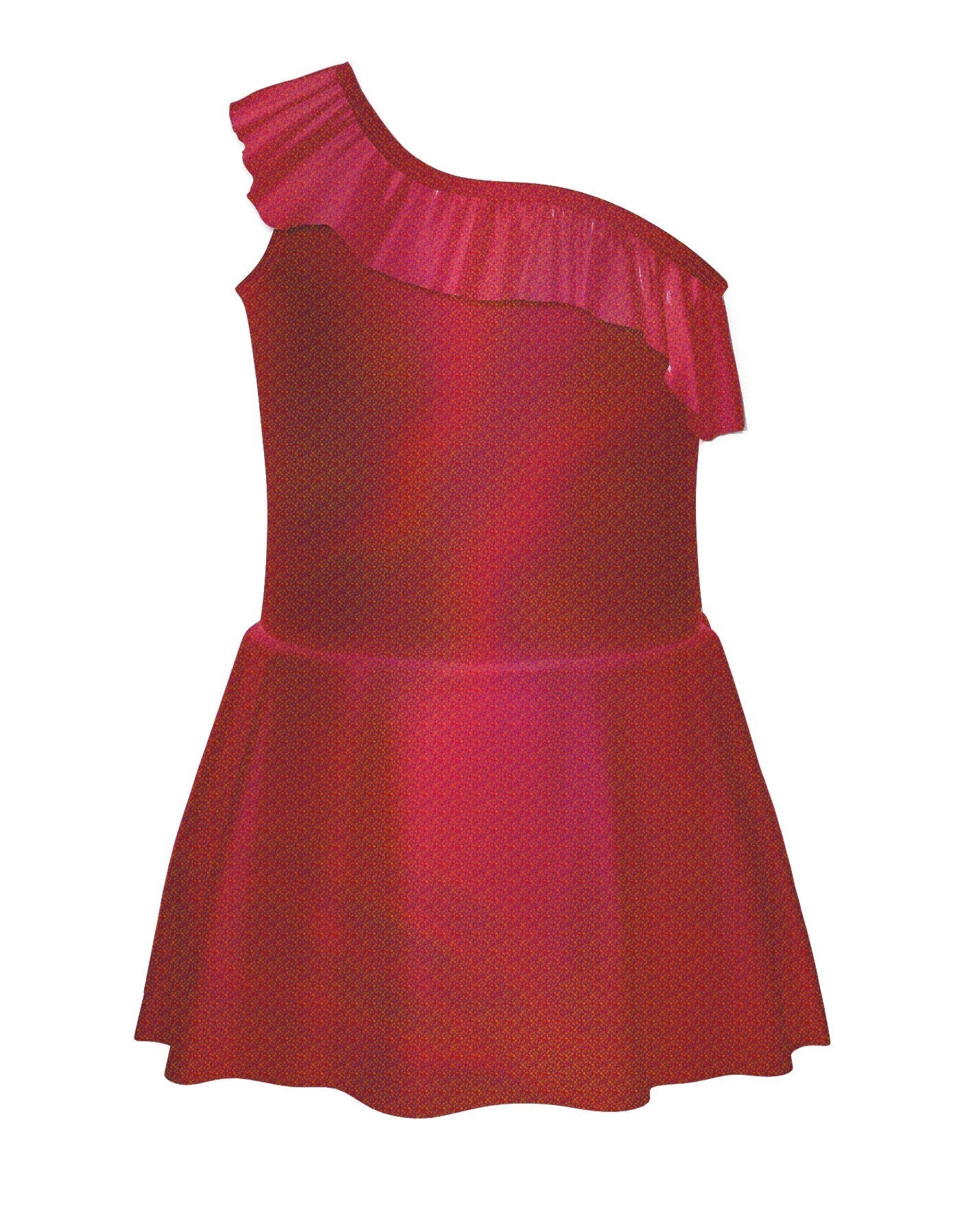 Solid Hologram One Shoulder Dress with Ruffle