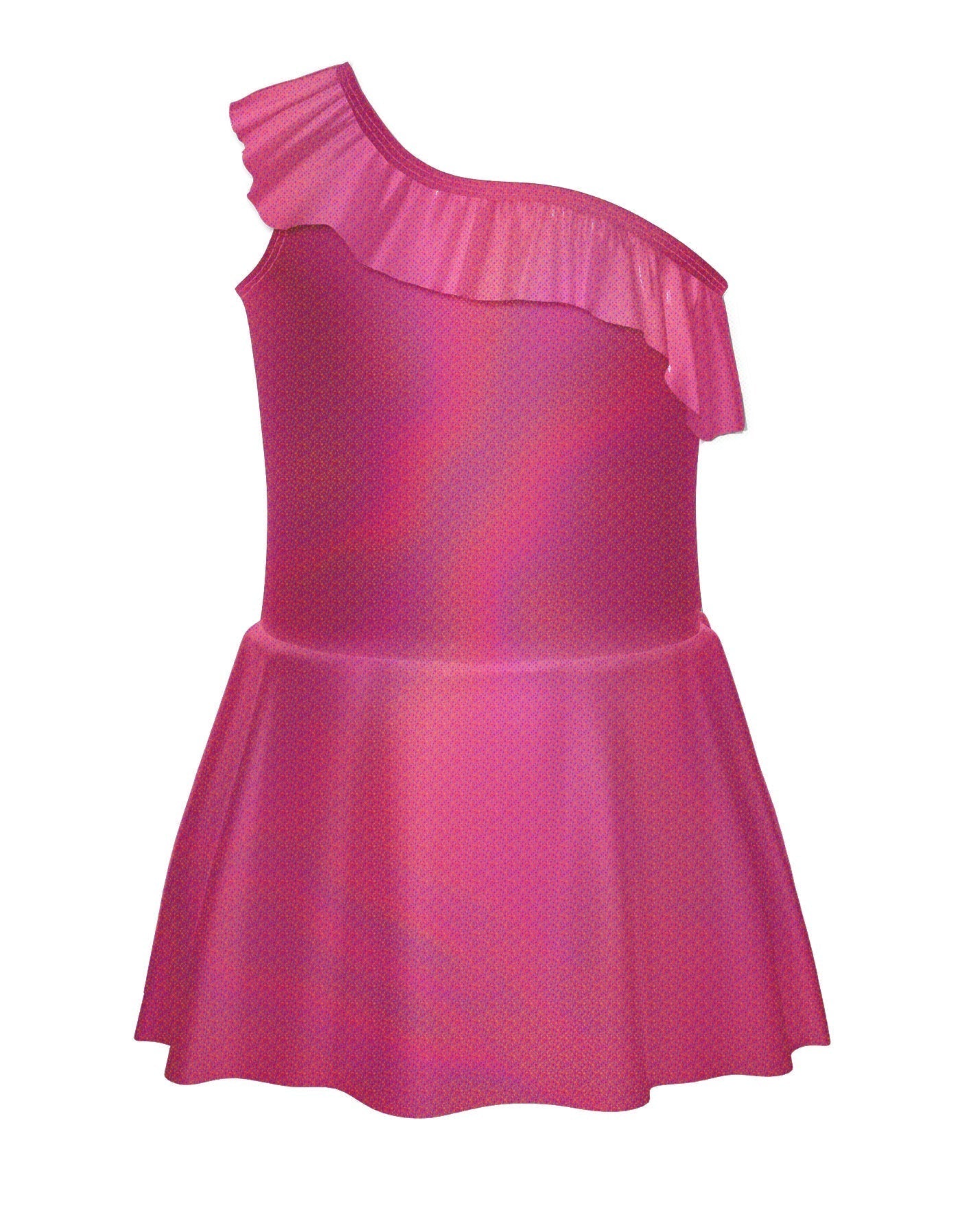 Solid Hologram One Shoulder Dress with Ruffle