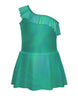 Solid Hologram One Shoulder Dress with Ruffle