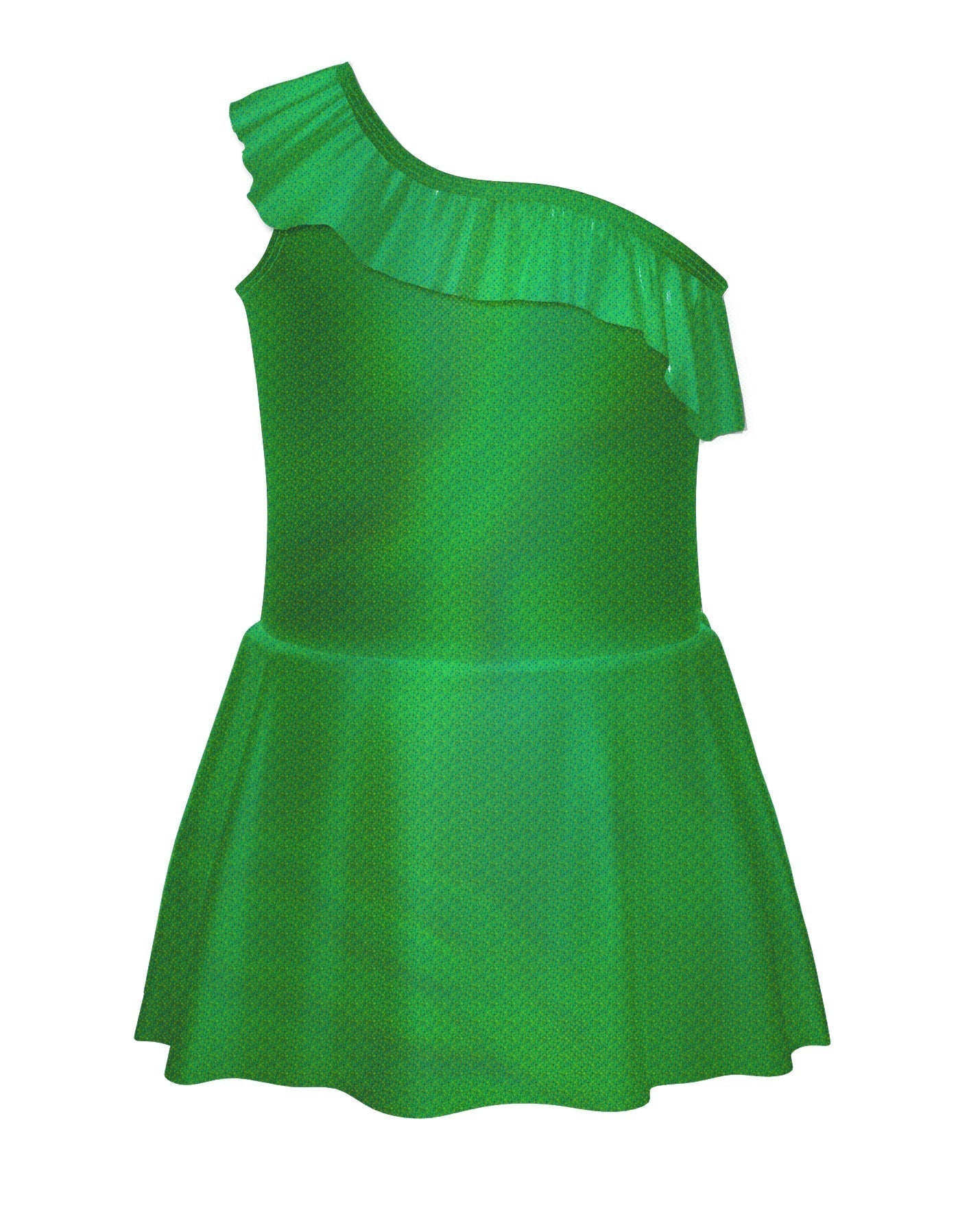 Solid Hologram One Shoulder Dress with Ruffle