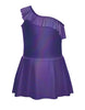 Solid Hologram One Shoulder Dress with Ruffle