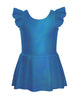 Solid Hologram Tank with Gather Sleeve Dress