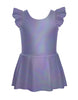 Solid Hologram Tank with Gather Sleeve Dress
