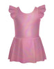 Solid Hologram Tank with Gather Sleeve Dress