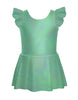 Solid Hologram Tank with Gather Sleeve Dress