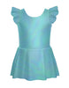 Solid Hologram Tank with Gather Sleeve Dress