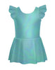 Solid Hologram Tank with Gather Sleeve Dress