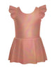 Solid Hologram Tank with Gather Sleeve Dress