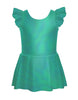 Solid Hologram Tank with Gather Sleeve Dress