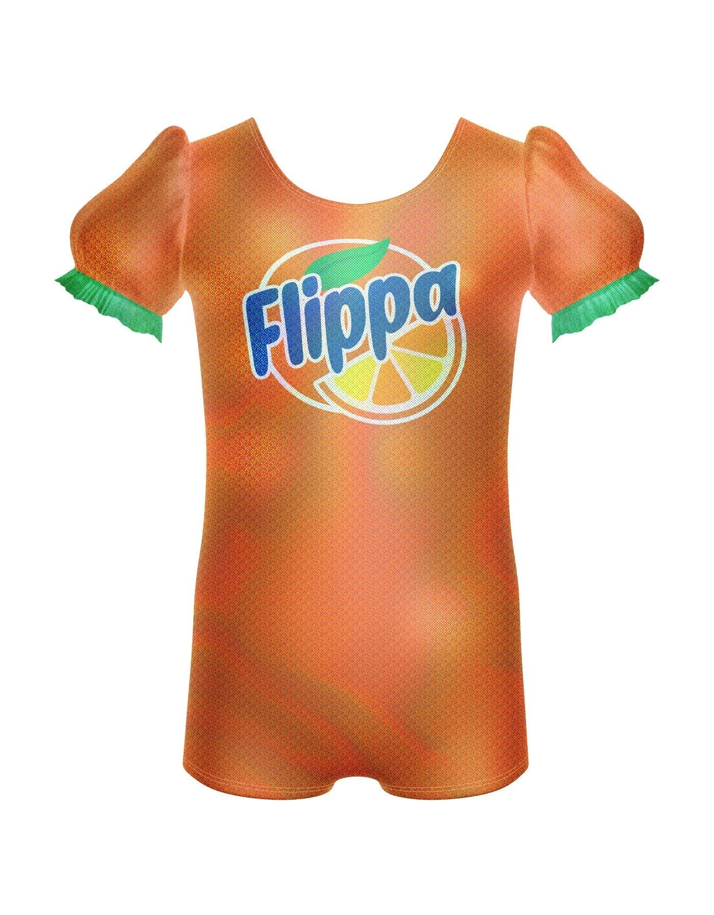 Orange Soda Puff Sleeve Biketard