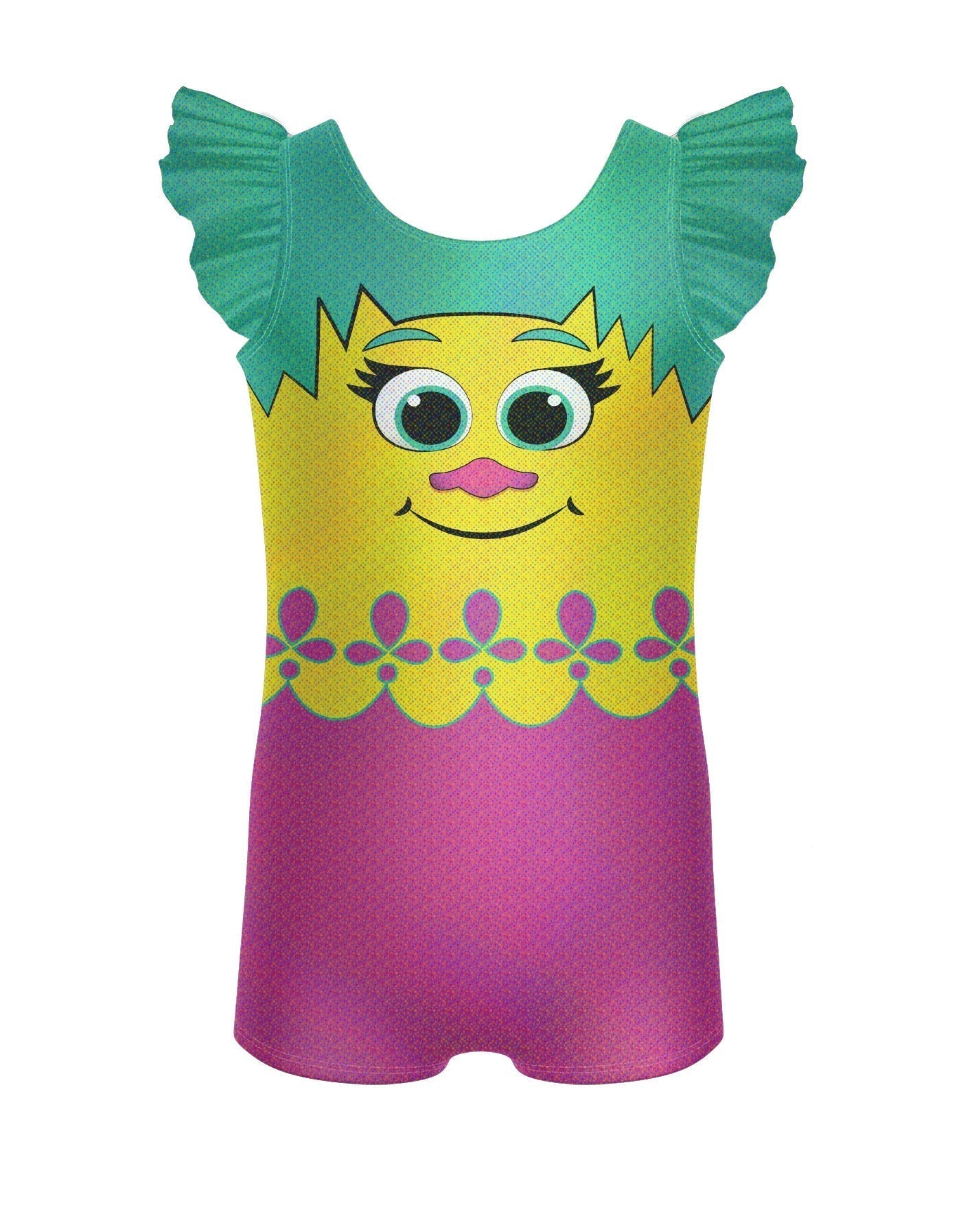 Little Gnomes Yellow Tank Biketard with Gather Sleeves